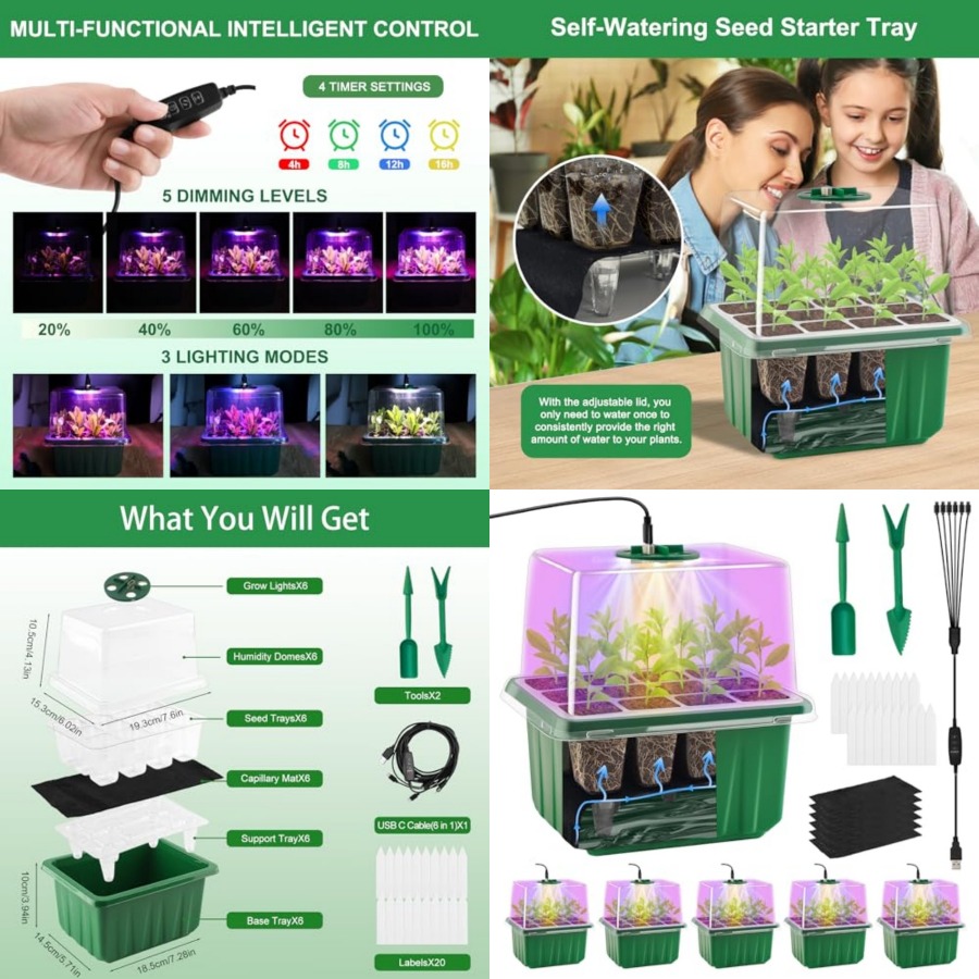 Seed Starter Tray with Light,  - đánh giá và giá Humidity Dome Kit